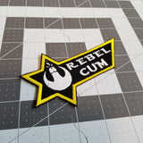 Rebel Cum Star Wars parody embroidered patch.
