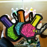 D20 dice waterpipe embroidered patches in various color combos.