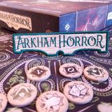 Embroidered patch for the Arkham Horror series of board games and card games.