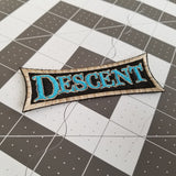Embroidered patch for the adventure boardgame Descent.