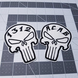 Black and white ACAB and 1312 Punisher symbol patches.