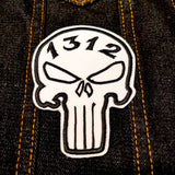 Black and white 1312 Punisher symbol patch.