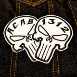 Black and white ACAB and 1312 Punisher symbol patches.