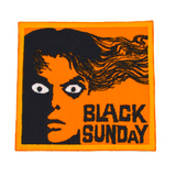 Rectangular orange and black embroidered patch for the classic horror movie black sunday.
