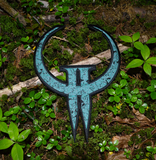 Embroidered patch made from the logo of the classic first person shooter video game Quake 2.