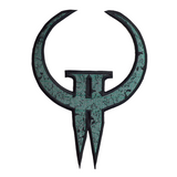 Embroidered patch made from the logo of the classic first person shooter video game Quake 2.