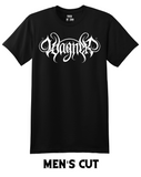 Black t-shirt with a white heavy metal-style logo for the classical composer Richard Wagner. Original design by ModBlackmoon.