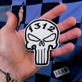 Black and white 1312 Punisher symbol patch.